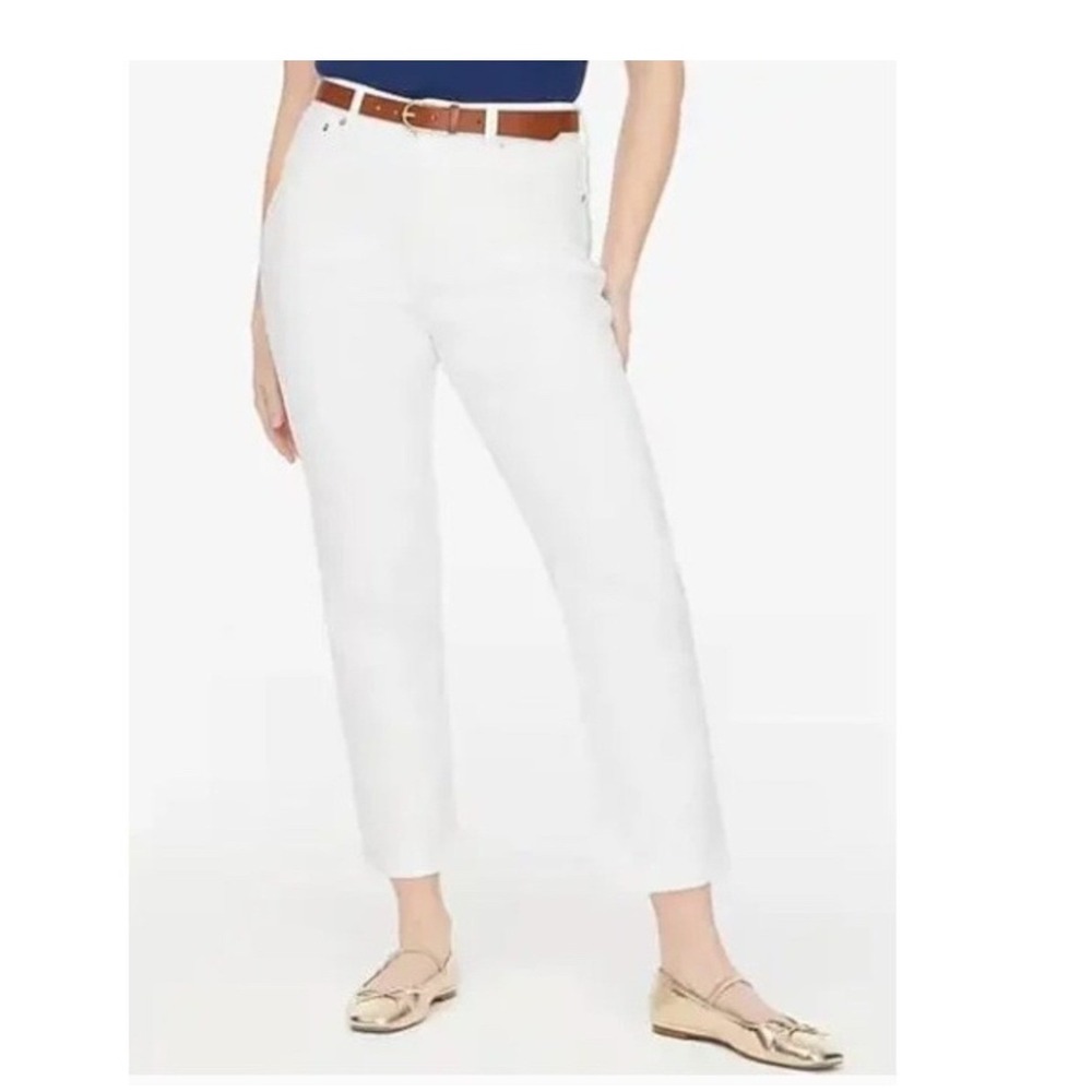 NEW J.Crew Women High Rise Stretch Essential Straight Jeans 25 White Preppy Fall